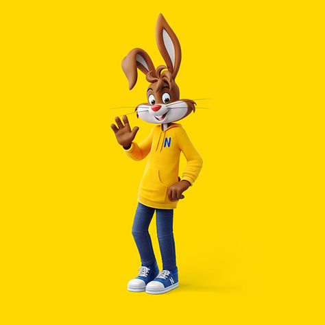 Nesquik - Quicky on Behance Nesquik Rabbit, Nesquick Bunny, Nesquik Bunny, Dynamic Action, Character Trait, Iconic Characters, Creative Director, Three Dimensional, Milk