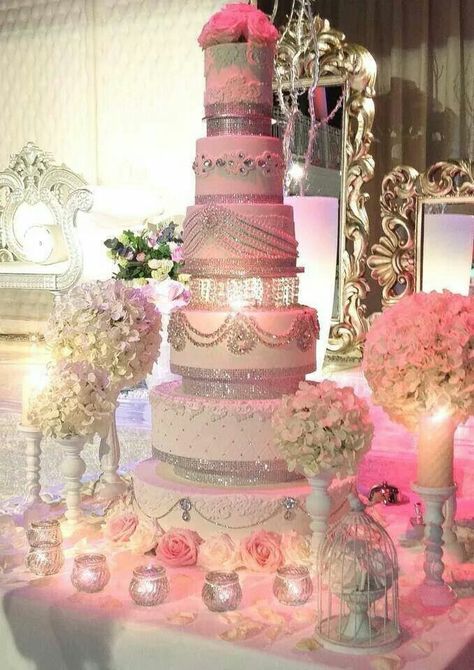 Wedding Cakes Elegant Unique, 6 Layer Cake, Wedding Cakes Table, Wedding Cakes Pink, Pink Wedding Cakes, Cakes Table, Classy Wedding Cakes, Cakes Elegant, Cakes Pink