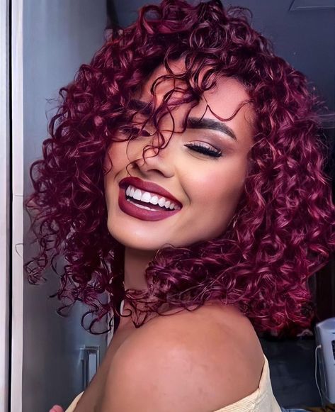 Red Wine Hair Color Curly, Wine Red Curly Hair, Burgundy Curly Hair, Wine Hair Color, Blonde Hair Goals, Natural Hair Diy, Wine Hair, Colored Curly Hair, Burgundy Hair