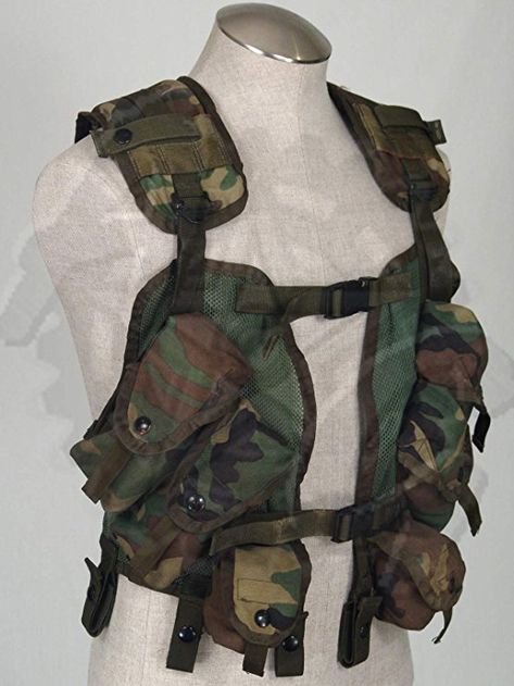 Ultimate Arms Gear Original Army Surplus USGI US Military Issued Woodland Camo Camouflage Enhanced Load Bearing Tactical Vest Army Vest, Camo Gear, Tactical Kit, Army Helmet, Military Vest, Camo Vest, Combat Gear, Army Surplus, Camo Outfits