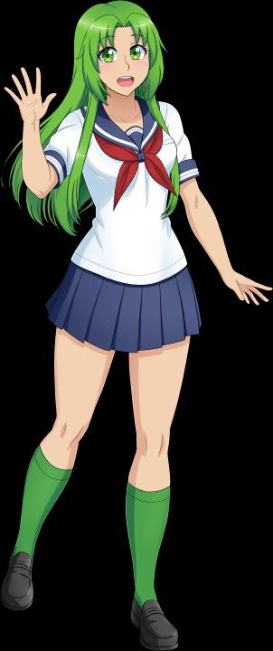 Midori Gurin, Yandere Simulator Characters, Yandere Characters, Green Wig, Yandere Simulator, Cartoon Art Styles, Texture Art, Cartoon Art, Concept Art