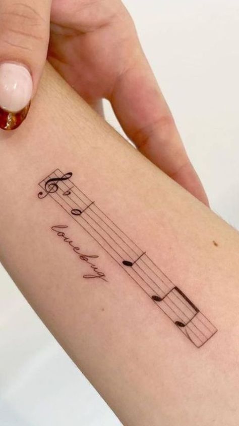 Percussion Tattoo, Music Note Tattoo Ideas, Music Staff Tattoo, Sheet Music Tattoo, Notes Tattoo, Music Notes Tattoo, Brother Tattoos, Music Note Tattoo, K Tattoo