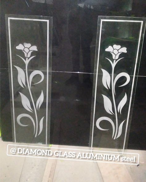 Kitchen Cabinet glass with sandblasting etching design work Simple Etching Designs, Flower Etching, Etching Designs, Glass Etching Designs, Fancy Mirrors, Design For Kitchen, Frosted Glass Design, Happy Birthday Wishes Cake, Frosted Glass Door