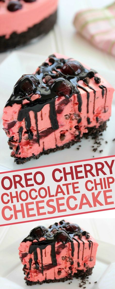 Cherry Oreo Cheesecake, Cold Deserts, Cherry Chocolate, Cherry Cheesecake, Bake Cheesecake, No Bake Cheesecake, Chocolate Cherry, Dessert Recipe, Desert Recipes