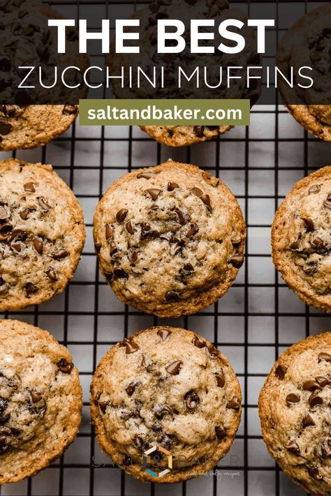 Zucchini Chocolate Chip Muffins are moist and tender, blending the goodness of freshly grated zucchini with the richness of chocolate chips. Zucchini Bread Muffins, Banana Zucchini Muffins, Choc Chip Muffins, Zucchini Recipes Dessert, Zucchini Chocolate, Zucchini Chocolate Chip Muffins, Zucchini Muffin Recipes, Best Zucchini, Zucchini Banana