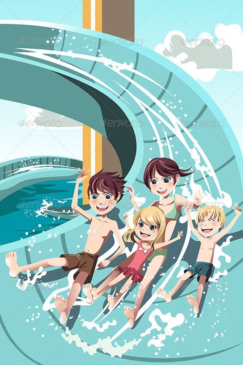 Kids Having Fun, Children Park, Water Drawing, Children Images, November 13, Water Slide, Animation Design, Creative Drawing, Creative Ads