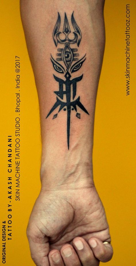 Custom Maa with Shiva Durga elements Tattoo by AKash Chandani    #Uncategorized Durga Trishul Tattoo, Durga Ma Tattoo, Tatvamasi Tattoo, Durga Tattoo Design, Durga Maa Tattoo Design, Maa Durga Tattoo, Durga Maa Tattoo, Shiva Shakti Tattoo, Mahakaal Tattoo