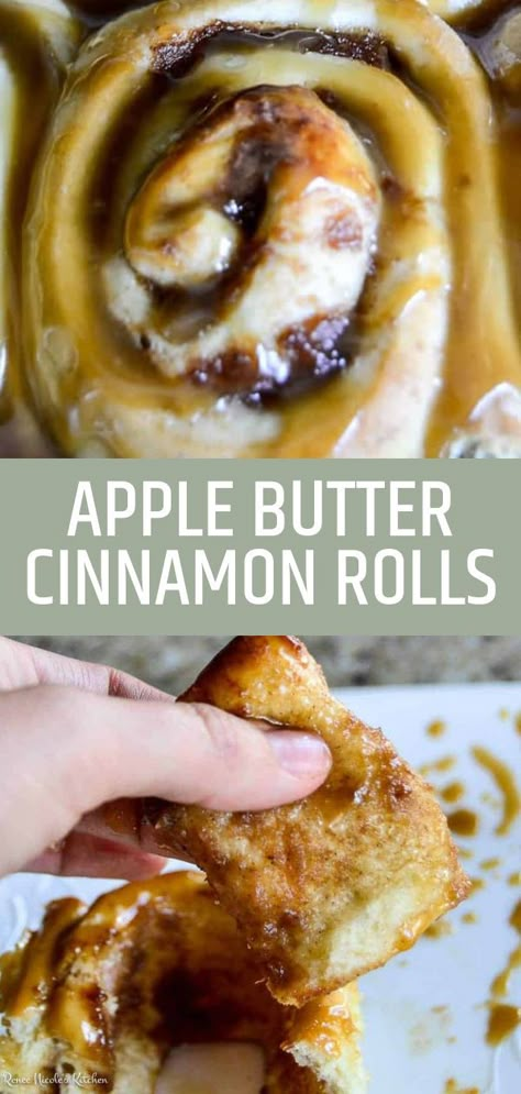 These apple butter cinnamon rolls are seriously one of the most amazing cinnamon roll recipes out there. It's got the flaky deliciousness of a normal cinnamon roll, but it adds a kick of apple and it's amazing. #breakfast #brunch #cinnamonroll Butter Cinnamon Rolls, Apple Rolls, Cinnamon Roll Recipes, Breakfast Cinnamon, Cinnamon Roll Recipe Homemade, Sweet Roll Recipe, Apple Cinnamon Rolls, Butter Cinnamon, Amazing Breakfast