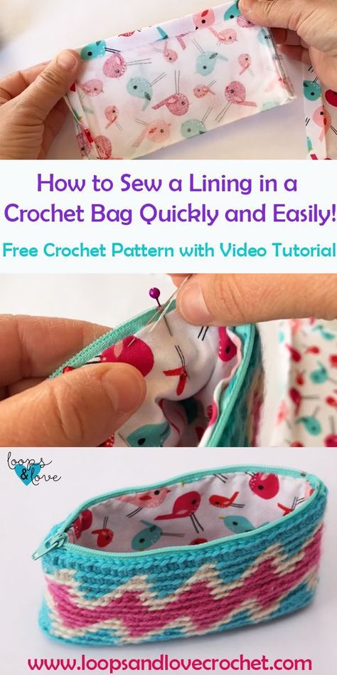 This tapestry crochet bag pattern includes tutorials (written and video) for sewing a lining inside a crochet bag. Check out this free crochet pattern and tutorials! Pattern by Loops and Love Crochet. #freecrochetpattern #tapestrycrochetbag #crochetbag #tapestrycrochet Tapestry Crochet Pouch, Lining A Crocheted Bag, Line Crochet Bag, Crochet Bag With Lining, Lining Crochet Bag, Mochilla Bag Pattern Free, Crochet Trends 2023, Tapestry Crochet Patterns Free, Crochet Purse Pattern Free