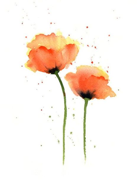 Orange Flower Wall, Painting Poppies, Poppies Art, Floral Watercolor Painting, Floral Watercolor Paintings, Watercolor Poppies, Poppy Art, Watercolor Flower Art, Trendy Flowers