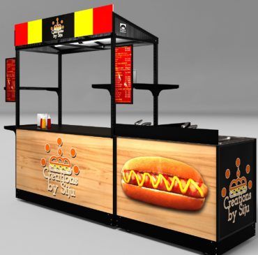 Hot Dog Carts Mobile Food Cart Design Ideas, Hot Dog Stand Ideas, Hot Dogs Negocio Ideas, Food Stand Design, Street Food Design, Food Stall Design, Gerobak Dorong, Mobile Food Cart, Cart Design