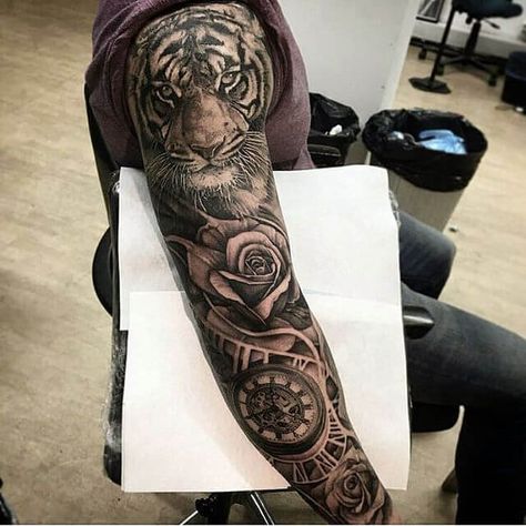 15+ Best Sleeve Tattoo Designs – Tiger Tattoo Ideas | PetPress Tiger Head Tattoo, Tatoo 3d, Mangas Tattoo, Tiger Tattoo Sleeve, Sanskrit Tattoo, Roses Tattoo, Inspiration Tattoos, Full Sleeve Tattoos, Tattoo Arm