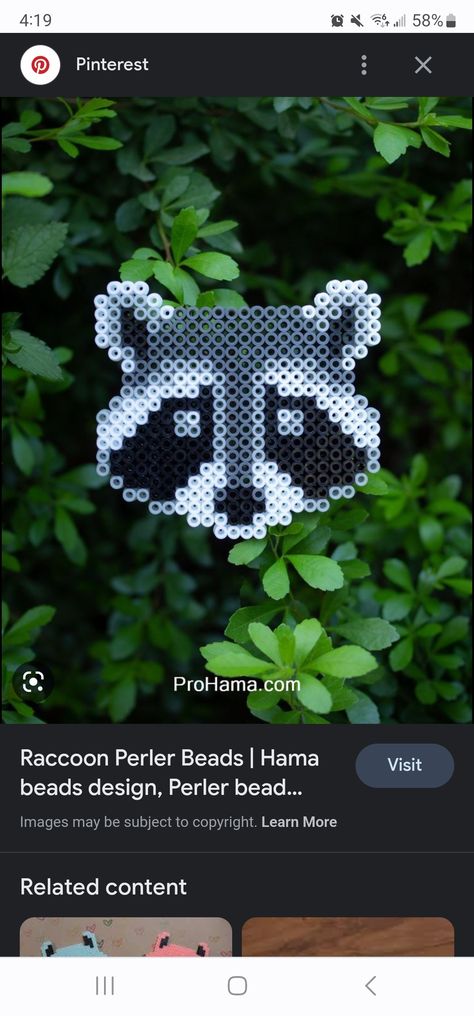 Sloth Perler Bead Patterns, Raccoon Perler Bead Pattern, Pearled Bead, Bead Creations, Pearl Beads Pattern, Perler Ideas, Fuse Bead Patterns, Hama Beads Design, Motifs Perler