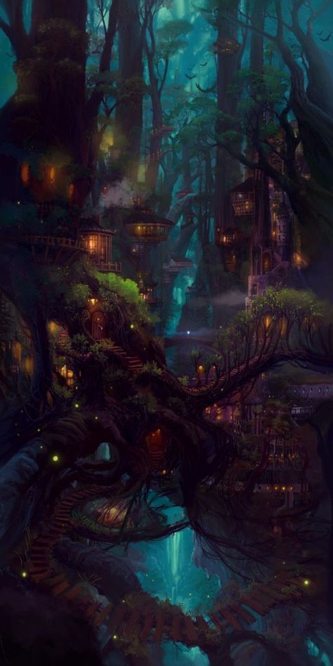 Istoria Artei, Wallpaper Tumblr, 다크 판타지, Fantasy Forest, Fantasy City, Fantasy Places, Fantasy Setting, Fantasy Art Landscapes, Fantasy Concept Art