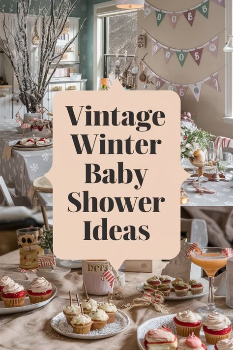 Step back in time with these elegant vintage winter baby shower ideas! Whether you're dreaming of a classic winter wonderland or a retro holiday theme, these ideas will help you create a timeless and sophisticated event. From charming decor to memorable details, every element is designed to make your baby shower extra special. Don’t miss these must-try ideas! Simple Baby Shower Themes, Retro Baby Shower Ideas, Vintage Baby Shower Ideas, Vintage Baby Shower Theme, Winter Baby Shower Ideas, Baby Shower Theme Ideas, Retro Baby Showers, Winter Baby Shower Themes, Vintage Baby Shower