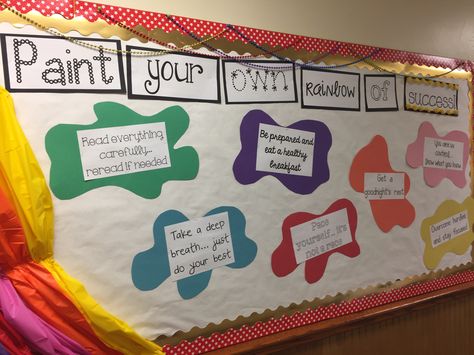 Test Bulletin Board Ideas, Spring Testing Bulletin Board Ideas, Testing Bulletin Board Ideas For School, State Testing Motivation Bulletin Board, State Testing Bulletin Board, Testing Bulletin Board Ideas, Test Prep Bulletin Board, Map Testing Bulletin Board, Testing Bulletin Boards