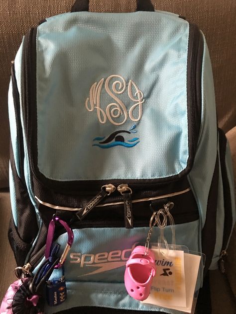 Swim bag monogram What To Keep In Your Swim Bag, Swim Bag Aesthetic, Swim Bag Essentials Competitive, Swimmer Bag, Swim Bag Essentials, Speedo Swim Bag, Swimming Essentials, Swimming Photography, Swimming Pictures