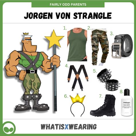 Dress like Jorgen Von Strangle from Fairly Odd Parents, the beefiest fairy this side of Fairy World, with our step-by-step costume guide for men! Odd Parents Costume, Jorgen Von Strangle, Fairly Odd Parents Costume, Trixie Tang, Da Rules, Chunky Combat Boots, Fairy World, Timmy Turner, Costume Guide