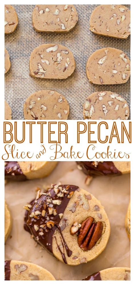 Slice And Bake Cookies, Baker By Nature, Medicine Tips, Butter Pecan Cookies, Buttery Shortbread Cookies, Pecan Cookies, Crunchy Pecans, Chocolate Butter, Oreo Dessert