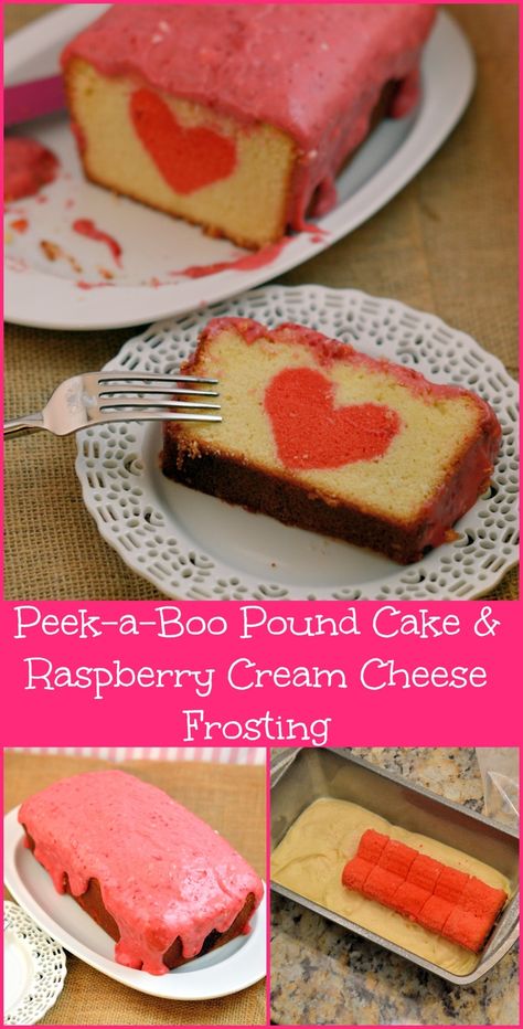 Peek-a-Boo Pound Cake with Raspberry Cream Cheese Frosting Recipe and Tutorial- Buttery vanilla pound cake with a creamy raspberry cream cheese frosting with a SURPRISE inside! I’ve tested numerous peek-a-boo cake tutorials and here is what I have learned. Vanilla Pound Cake Recipe, Raspberry Cream Cheese Frosting, Boo Cake, Raspberry Cream Cheese, Valentines Baking, Raspberry Cream, Homemade Cheesecake, Dough Recipes, Cream Cheese Frosting Recipe