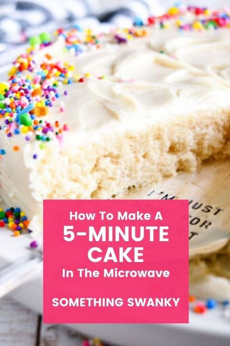 In this post, I'll show you how to make a homemade cake in the microwave– and I don't mean a tiny, little mug cake. This is a full-size, 8-inch cake made completely from scratch! Discover how to make a delicious 5-minute microwave mug cake here. Microwave Cupcake, Cake In The Microwave, Microwave Cake Recipe, Microwave Cooking Recipes, Cake Microwave, Microwave Mug Cake, Easy Delicious Cakes, Easy Vanilla Cake, Microwave Mug