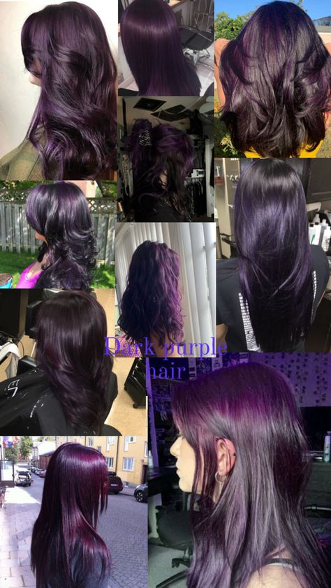 Photo collage of dark purple hair dye Classic Pixie, Textured Pixie, Popular Short Haircuts, Women Pixie Cut, Dark Purple Hair, Wine Hair, Hair Tint, Hair Inspiration Long, Hair Color Streaks