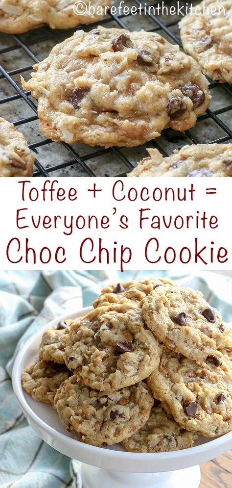 Pecan Chocolate Chip Cookies, Pudding Cookies Recipes, Pecan Chocolate, Chocolate Chip Pecan Cookies, Pudding Cookies, Coconut Pecan, Apple Chips, Choc Chip Cookies, Chocolate Toffee