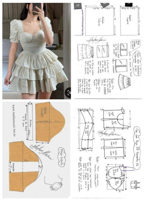 Puffy Dress Pattern, Easy Dress Sewing Patterns For Beginners, Shirt Into Dress Diy, Free Sewing Patterns Dress, Fashion Sewing Projects, Diy Clothes Patterns, Clothing Pattern Design, Fashion Design Patterns, Diy Vetement