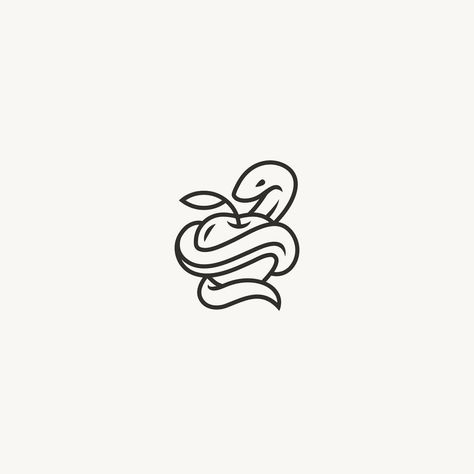 Snake Doodle, Apple Tattoo, Simple Tats, Tattoo Snake, Serpent Tattoo, Kunst Tattoos, Tattoo Simple, Apple Art, 카드 디자인