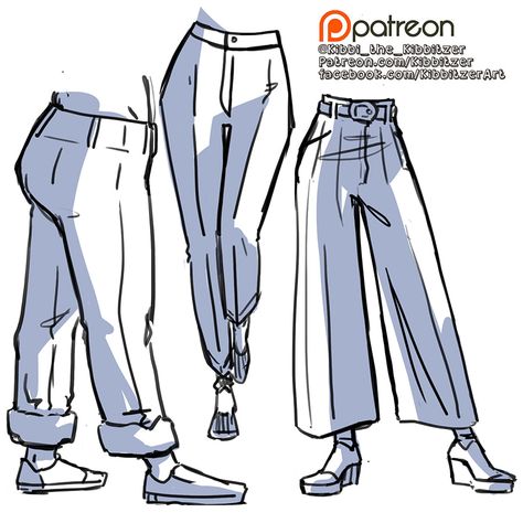 Pants Reference, References Drawing, Pants Drawing, Clothing Sketches, Clothing Design Sketches, Drawing Anime Clothes, 90's Fashion, Drawing Expressions, Figure Drawing Reference