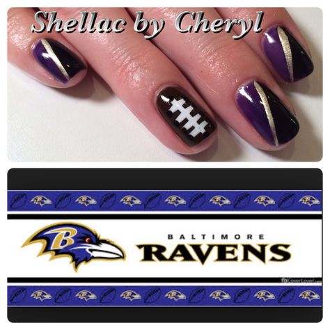 Baltimore Raven inspired Shellac nails by Cheryl Ravens Nails Baltimore, Ravens Nails, Raven Nails, Baltimore Ravens Nails, Short Nails Art, Shellac Nails, Baltimore Ravens, Beauty Ideas, Ravens