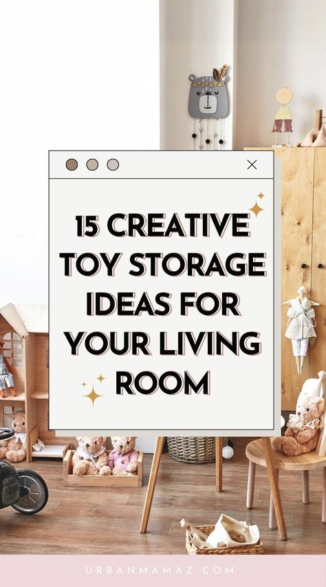 Looking for creative toy storage ideas for your living room? Check out this list of 15 insanely smart toy storage ideas for living room. Tv Unit With Toy Storage, Ball Pit Storage Ideas, Rolling Toy Storage, Hidden Playroom Storage, Ideas For Toy Storage, Living Room Lego Storage, Toys Storage Ideas For Living Room, Toy Storage In Small Living Room, Elegant Toy Storage