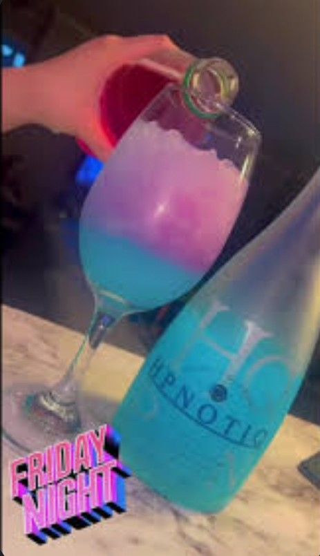 Hypnotic and strawberry Fanta soda Drinks With Hypnotic, Teacher Cocktails, Hypnotiq Drinks, Vodka Soda Drinks, Hypnotic Drinks, Hpnotiq Drinks, Fishbowl Drink, Cocktails Ideas, Cotton Candy Drinks