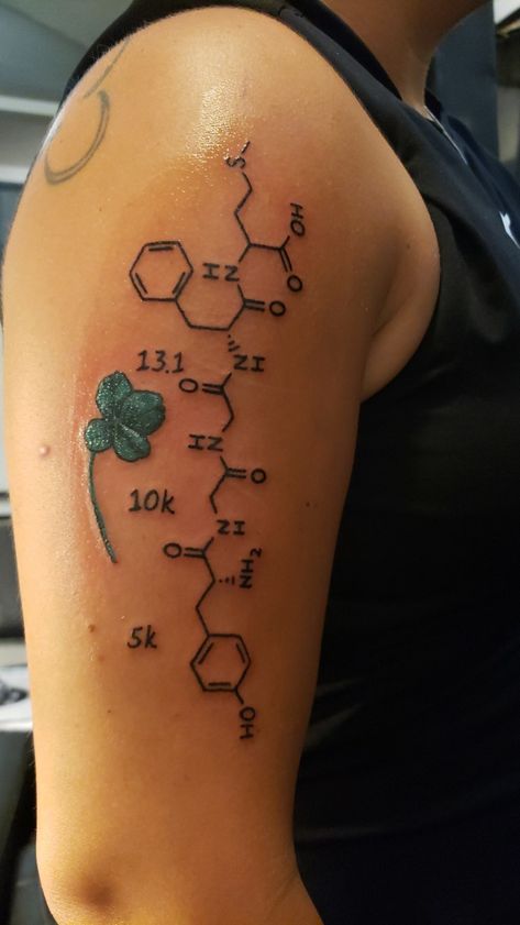 Runners High Tattoo, 13.1 Tattoo Half Marathons, Dopamine Tattoo, Dna Tattoo, Runners High, Chemical Formula, 1 Tattoo, Half Marathon, Tattoos With Meaning