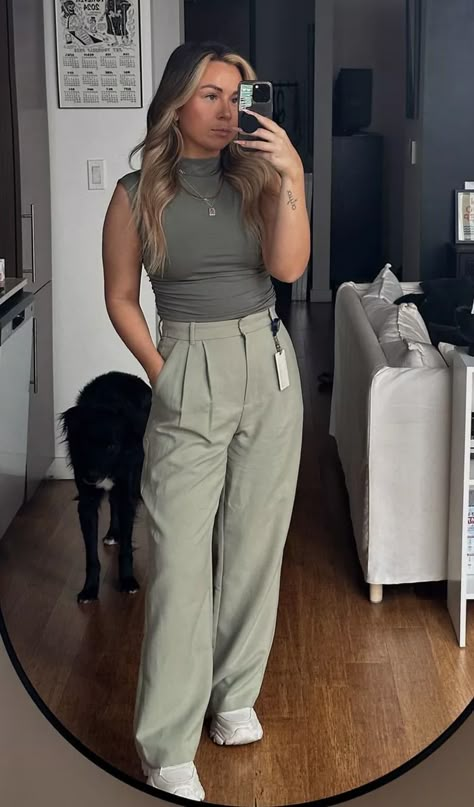 30 (More) Elevated Basic Outfits to Wear to Work in 2024 | Go For Kady Business Casual Tank Top Outfit, Smart Casual Tops Women, Chic Casual Friday Work Outfit, Trending Office Outfits, Womens Summer Office Outfits, Work Summit Outfits, Clothing Styles For Women In 30's, Bartending Interview Outfit, Clinician Outfit