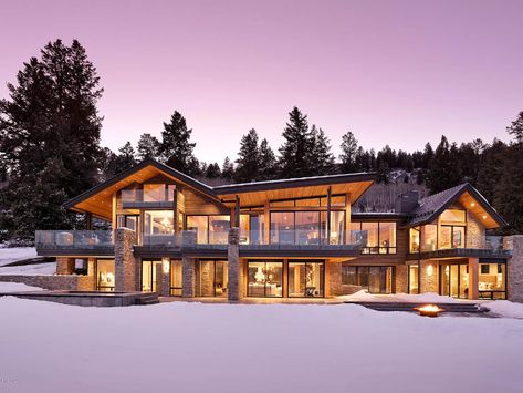 Modern Swiss Chalet, Swiss House, Aspen House, Indoor Spa, Swiss Chalet, Aspen Colorado, Contemporary Style Homes, Winter Cabin, Mountain Modern