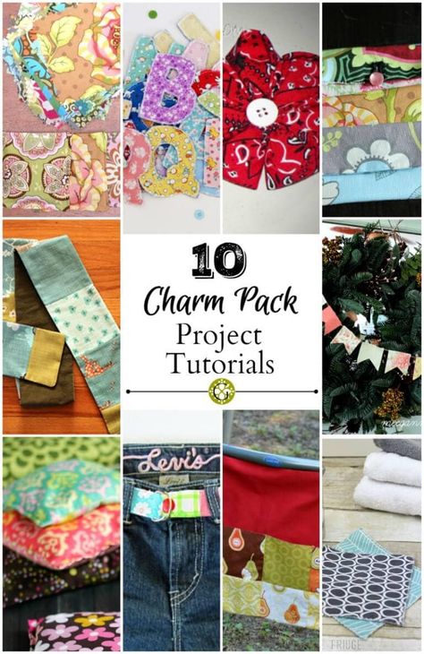 10 Charm Pack Project Tutorials. Great easy crafts that you can make with 5 inch squares of fabric. - gardenmatter.com Sewing Projects With Scraps, Charm Pack Projects, Charm Pack Patterns, Quilt Diy, Charm Pack Quilts, Baby Clothes Quilt, Trendy Sewing Projects, Hello Kitty Tattoos, Charm Quilt