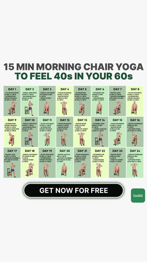 28 Day Yoga Chair Challenge, 28 Day Chair Workout, 28 Day Chair Yoga Free, 28 Day Chair Workout Challenge, Chair Workout, Personalized Workout Plan, Chair Exercises, Workout Calendar, Chair Yoga