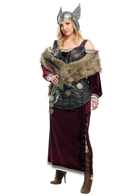 PRICES MAY VARY. Size: 3X COSTUME INCLUDES: This women's Norse goddess costume comes with a stretch velvet Viking dress, a faux fur shrug, and a faux leather Viking armor tunic with an attached belt. FROM THE FUN COMPANY: We take costumes seriously and we're proud to offer some of the fiercest styles from the pages of history. When you want a medieval costume theme for Halloween, this plus size Viking costume for women will let you show off strength as a mighty Norse goddess. DETAILS THAT MATTER Viking Goddess, Plus Size Halloween Costume, Plus Size Costume, Warrior Outfit, Viking Dress, Norse Goddess, Plus Size Costumes, Viking Costume, Goddess Costume