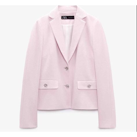 Bell Sleeve Coat, Blue Blazer Women, Lilac Pastel, Pastel Pink Color, Light Baby Pink, Short Blazer, Lilac Pink, Faux Leather Biker Jacket, Zara New