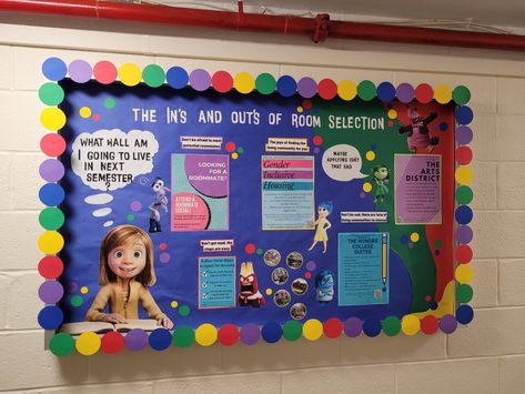 Bulletin Boards Ideas Aesthetic, Inside Out Emotions Bulletin Board, Inside Out School Bulletin Boards, Inside Out Ra Board, Inside Out Classroom Theme Bulletin Boards, Nickelodeon Bulletin Board, Inside Out Themed Classroom, Inside Out 2 Classroom Theme, Inside Out 2 Bulletin Board