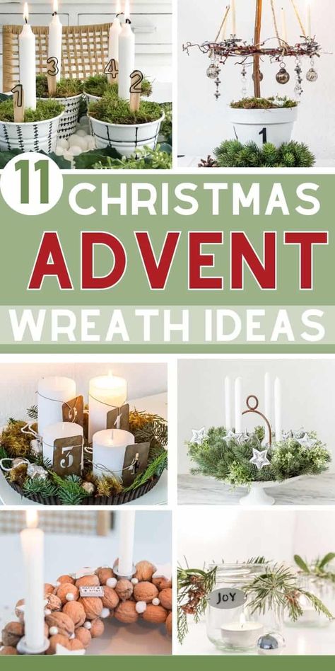 Advent Table Decorations, Advent Candles Diy, Table Decorations With Candles, Catholic Advent Wreath, Advent Wreath Ideas, Homemade Advent Wreath, Advent Crown, Advent Decor, Advent Wreath Diy