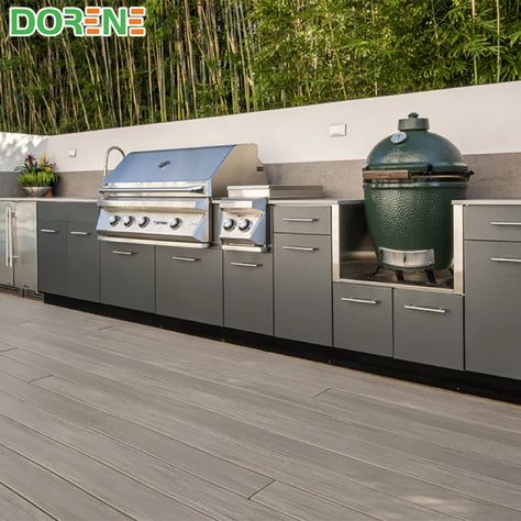 Barbacoa Jardin, Stainless Steel Kitchen Cabinets, Luxury Outdoor Kitchen, Steel Kitchen Cabinets, Outdoor Living Space Design, Modern Outdoor Living, Kitchen Tools Design, Outdoor Kitchen Cabinets, Outdoor Kitchen Decor