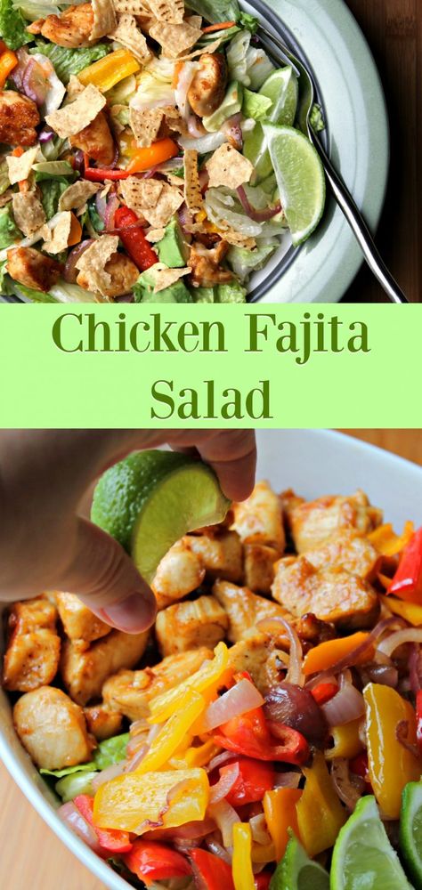 CHICKEN FAJITA SALAD - everything you love about chicken fajitas, transformed into a hearty salad. Chicken Fajitas Salad, Chicken Fajita Salad Recipe, Fajita Salad Recipe, Chicken Fajita Salad, Cumin Recipes, Fajita Salad, Easy Chicken Fajitas, Salad Recipes Low Carb, Chicken Fajita Recipe