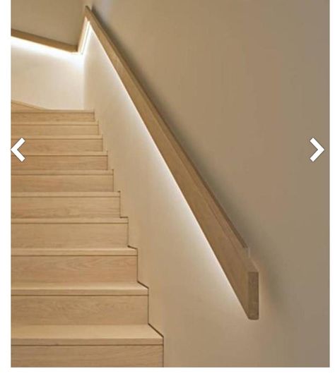 Led On Stairs, Stairs Lighting Ideas, Wood Stair Handrail, Staircase Banister Ideas, Banister Ideas, Staircase Banister, Timber Handrail, Stairs Lighting, Stairs Renovation