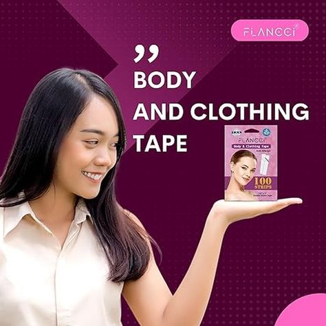 FLANCCI Double Sided Tape for Clothes, (100 Pack) Beauty Clothing Tape for Women, Clothing Tape and Body Tape for Skin, All Day Strength Tape Adhesive #doublesidedtape #clothingtape #bodytape #fashiontape #adhesivetape #garmenttape #stickytape Body Tape For Breast, Kt Tape Bra Hack, How To Use Body Tape For Breast, Clothing Tape, Fashion Tape, Double Sided Adhesive Tape, Double Sided Tape, Beauty Clothes, Adhesive Tape