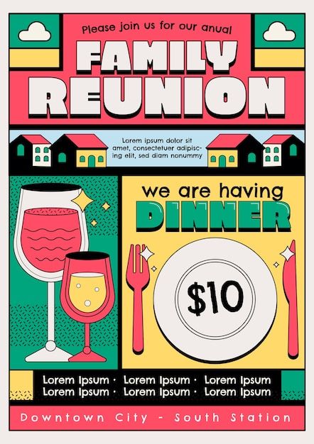 Free vector hand drawn family reunion in... | Free Vector #Freepik #freevector #family-reunion #kids-template #kids-event #kids-festival Family Get Together Invitations, Family Reunion Poster Design, Family Get Together Invitation Cards, Family Reunion Invite, Family Gathering Invitation Card, Family Reunion Design, Kids Festival, Reunion Invitation, Family Reunion Invitations