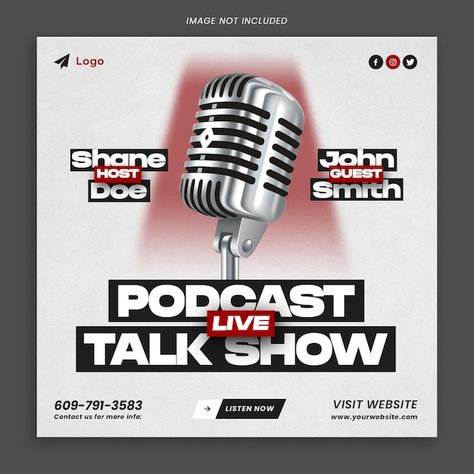 Podcast talk show post design template | Premium Psd #Freepik #psd #commercial #marketing #live #debate Podcast Banner Design, Podcast Poster Design, Poster Podcast, Podcast Poster, Podcast Design, Digital Poster, Visit Website, Post Design, Psd Templates