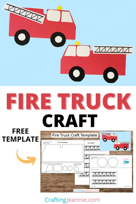 Fire Truck Craft for Preschoolers Fire Truck Craft Kindergarten, Fire Truck Crafts, Firefighter Crafts For Preschool, Fire Fighter Craft, Fire Engine Craft, Preschool Corner, Boy Scout Crafts, Fire Safety Preschool Crafts, Fireman Crafts