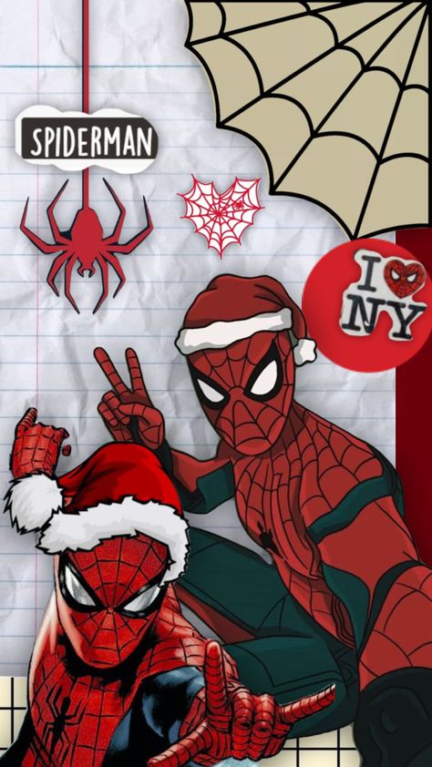 christmas spiderman #marvel #spiderman #peterparker #christmas #winter #tomholland #aesthetic #shuffles Spiderman Winter Wallpaper, Spider Man Wallpaper Christmas, Christmas Wallpaper Spiderman, Spider Man Christmas Wallpaper, Spiderman Christmas Wallpaper, Spider Man Christmas, Spiderman Wall Art, Wallpaper Spider Man, Spiderman Christmas